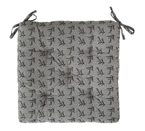 Stoelkussen Flower grijs zwart