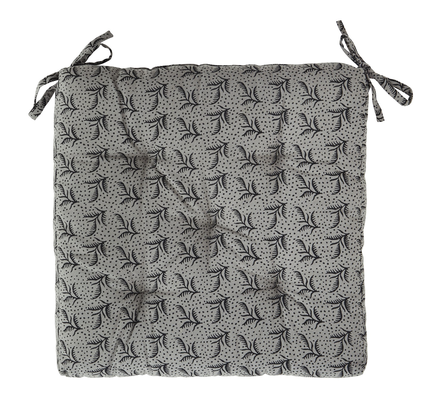 Stoelkussen Flower grijs zwart