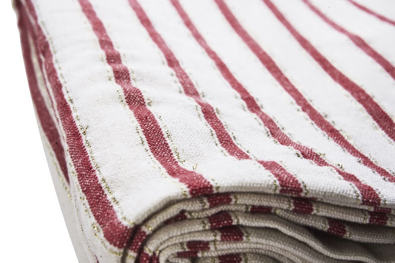 Tafelkleed Streep Wit-Rood-Goud