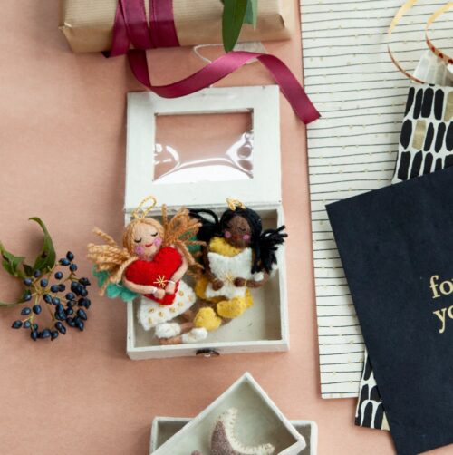 Twee engeltjes Hart & Ster in doosje