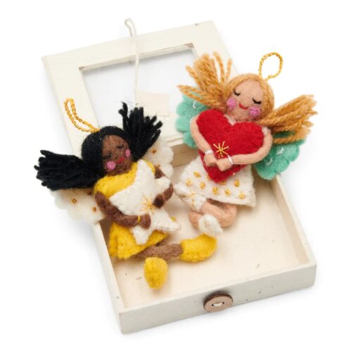 Twee engeltjes Hart & Ster in doosje