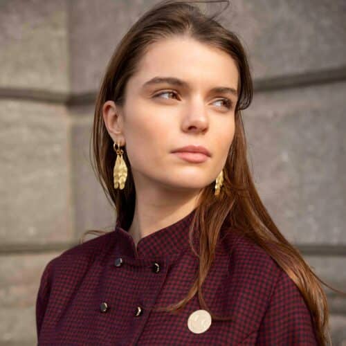 Two Leafs Stud Oorbellen Goud