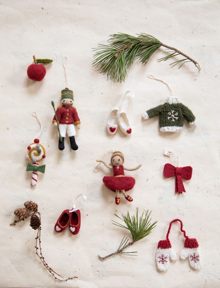 Vilten hanger mini strik Rood