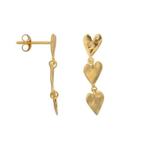 3 Hearts Stud Oorbel per Stuk Goud