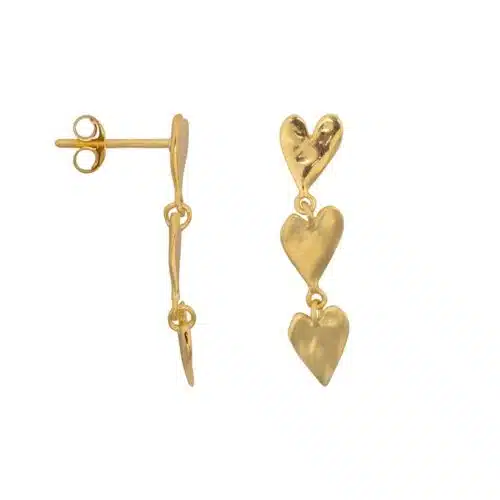 3 Hearts Stud Oorbel per Stuk Goud