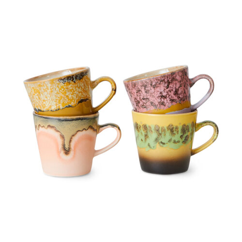 70's Ceramic Amercano mugs set/4 Radiant