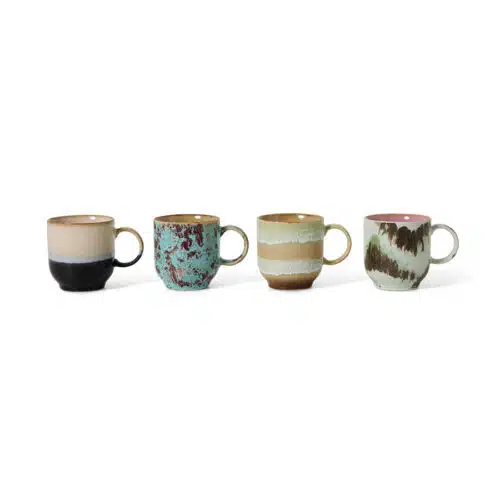 70's Ceramics Café Mugs Abstract set/4