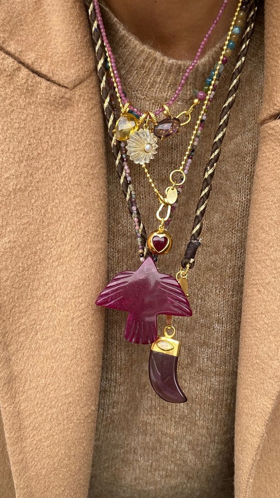 Bedel goldplated Hart Carneool