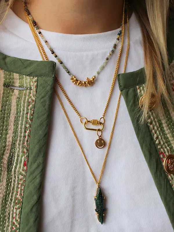 Bedel goldplated Krokodil Malachiet