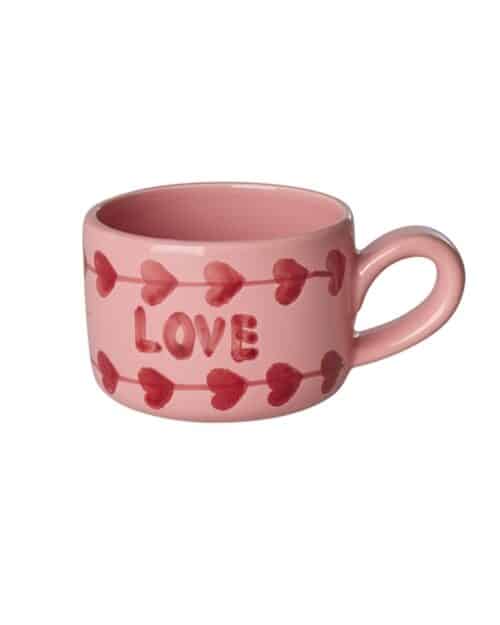 Cappuccinokop - Pink- Hand-painted LOVE