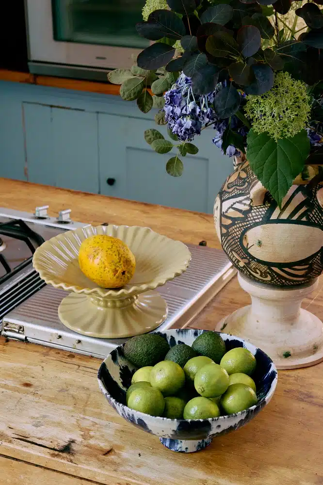 Ceramic Bowl on Base Indigo
