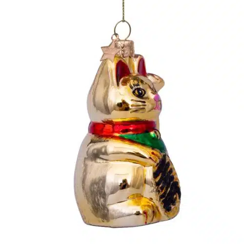 Glazen kerstdecoratie hanger Lucky Cat