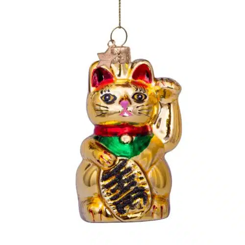 Glazen kerstdecoratie hanger Lucky Cat