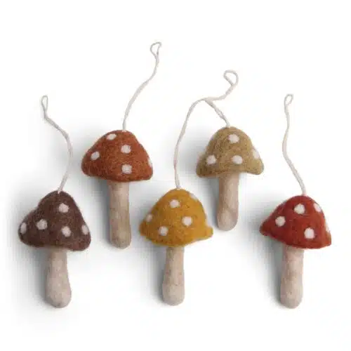 Hangers set/5 paddestoelen rusty red