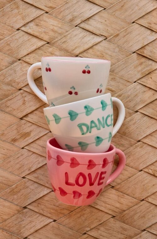 Keramieken beker - Pink - Handpainted LOVE