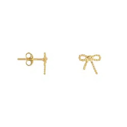 Mini dotted Bow stud oorbellen gold