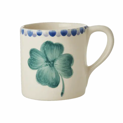 Mok - Crème - Hand-painted Good Luck Clover