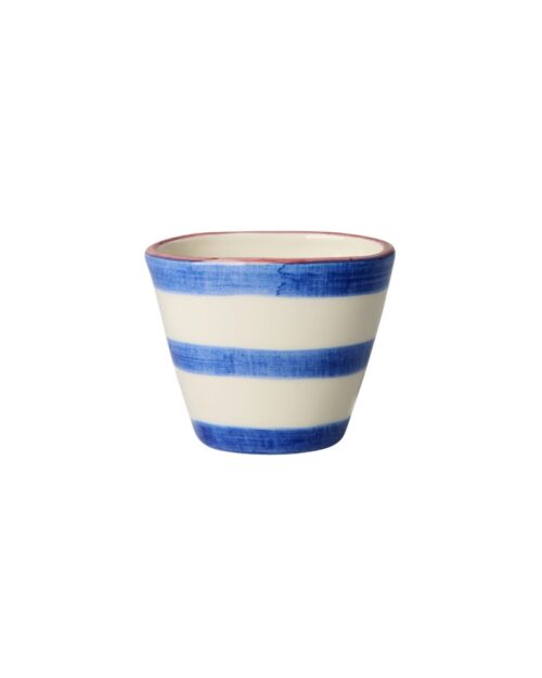 Ovaal Espresso kopje - Hand-painted Stripes Blue