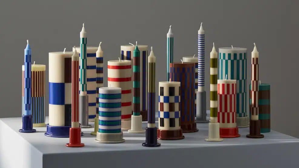 Pattern Candle set/4 Blues&Bordeaux