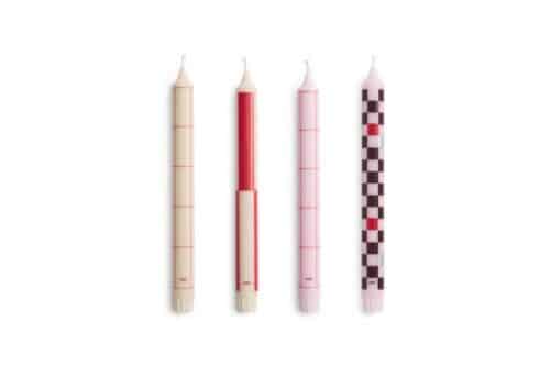Pattern Candle set/4 Reds&Bordeaux