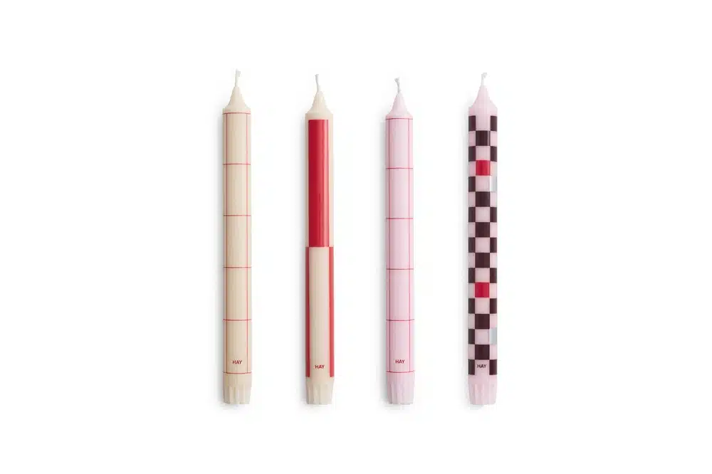 Pattern Candle set/4 Reds&Bordeaux