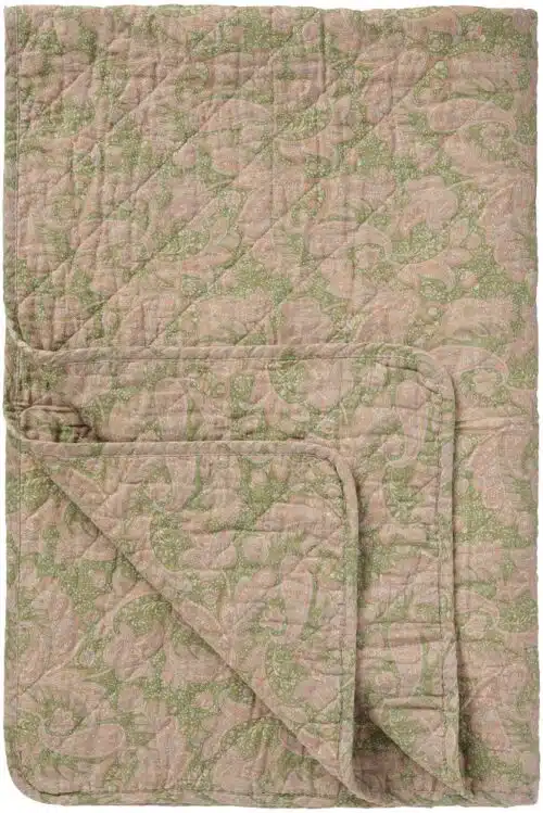 Quilt Groen en lichtroze paisley print