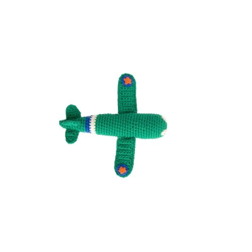 Rammelaar gehaakt Vliegtuig Groen