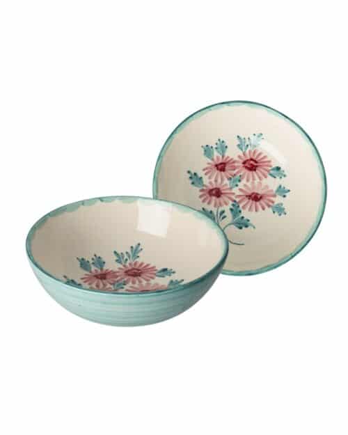 Saladeschaal - Green - Hand-painted Flowers