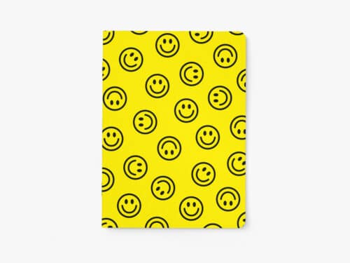 Schrift Smiley Geel blanco