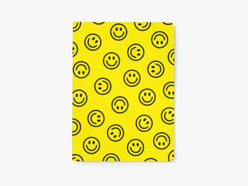 Schrift Smiley Geel blanco
