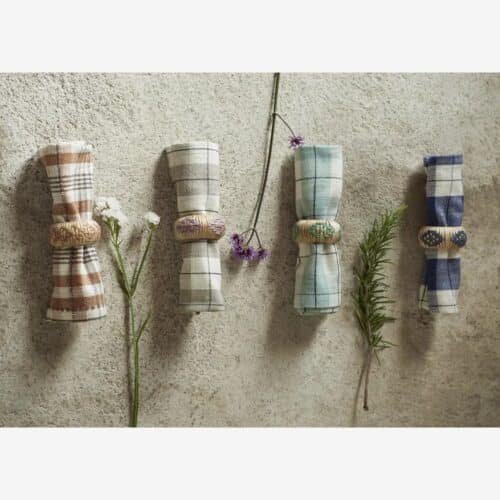 Set/4 Servetten Ruit lichtblauw