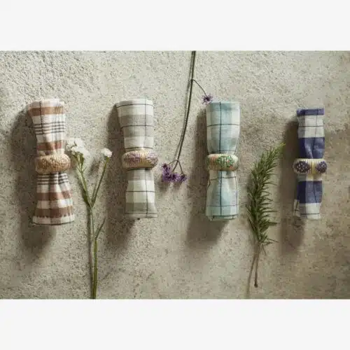 Set/4 Servetten Ruit lichtblauw