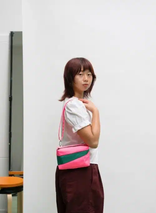 Susan Bijl Bum Bag Small Fluo Pink & Seaweed