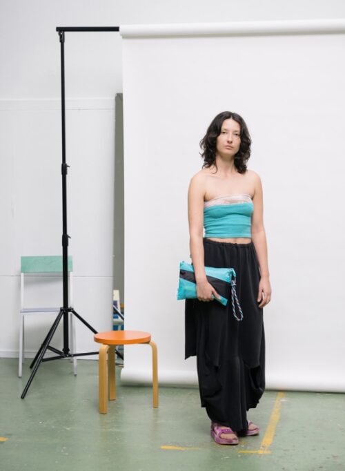 Susan Bijl Kumihimo Keychain Water & Red Alert