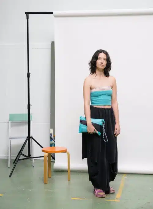 Susan Bijl Kumihimo Keychain Water & Red Alert