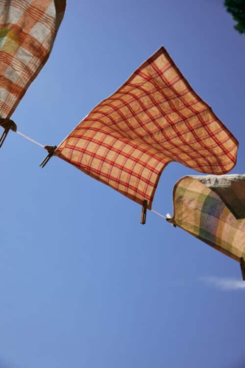 Vida Check Theedoek strawberry-cream