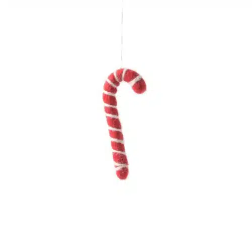 Vilten hanger Candy Cane rood/wit
