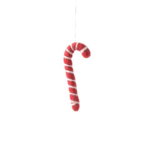 Vilten hanger Candy Cane rood/wit