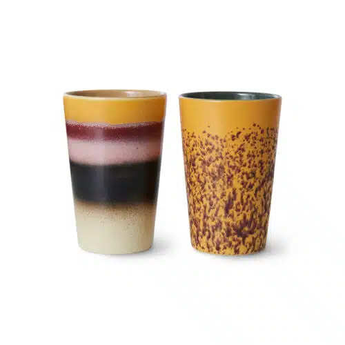 70's Ceramic Tea Mugs set/2 Beach