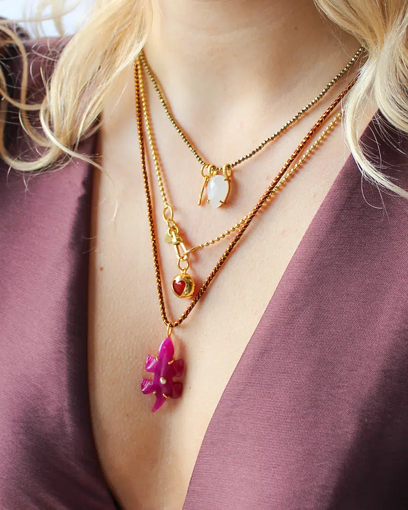 Bedel goldplated Ruby Jade Salamander