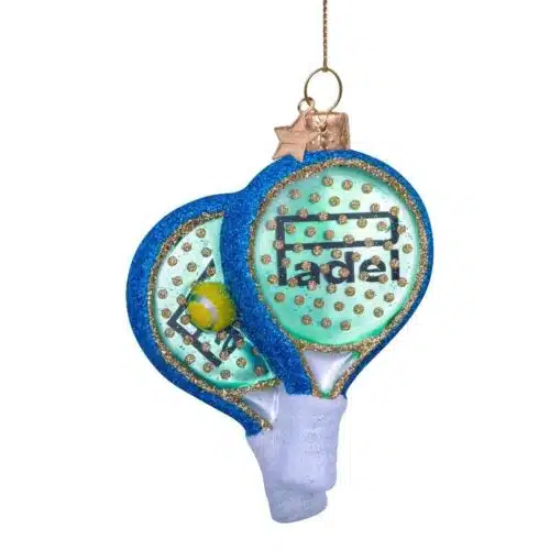 Glazen kerst decoratie Padelracket Groen