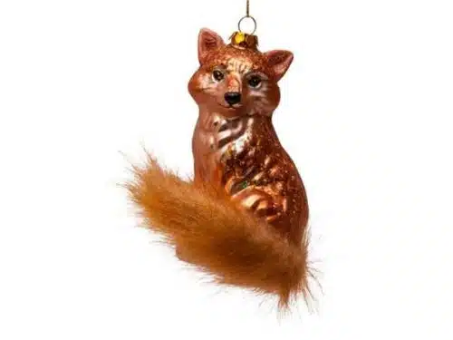 Glazen kerstdecoratie hanger Vos met staart