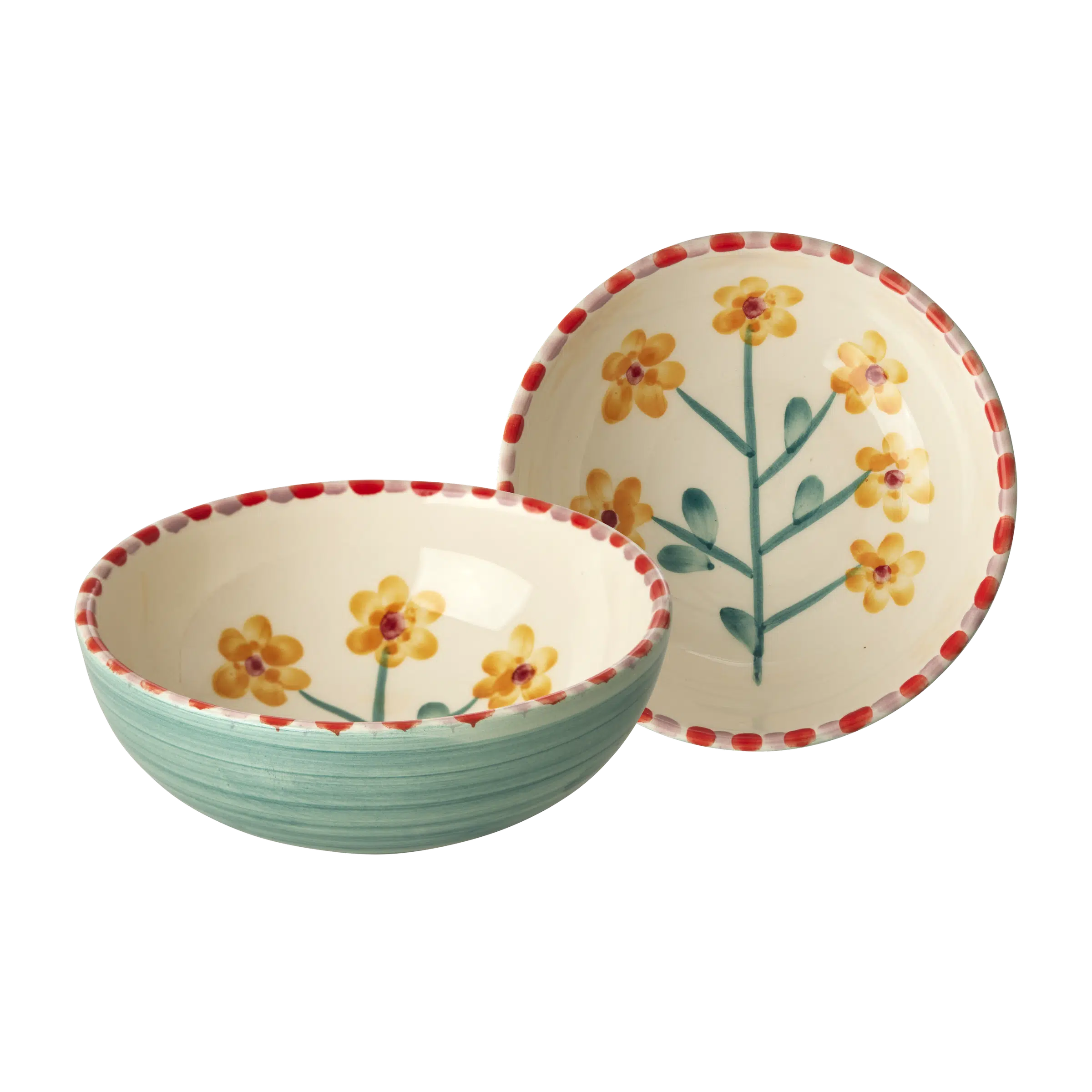 Kom - Jade - Hand-painted Yellow Flower