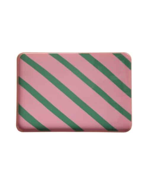 Metalen dienblad Large Roze/Groen Gestreept