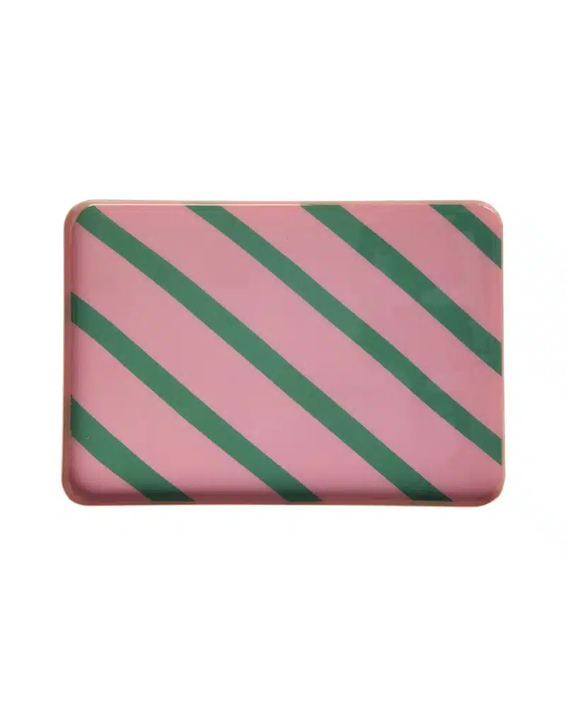 Metalen dienblad Large Roze/Groen Gestreept