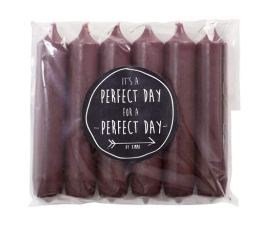 Set van 6 dinerkaarsjes aubergine