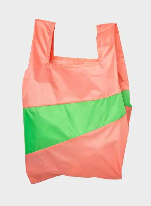 The New Shopping Bag Large Coral&Greenscreen