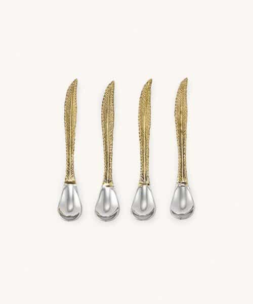 Theelepel Stella Feather set/4 brass