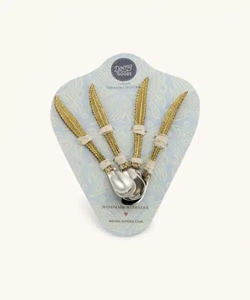 Theelepel Stella Feather set/4 brass