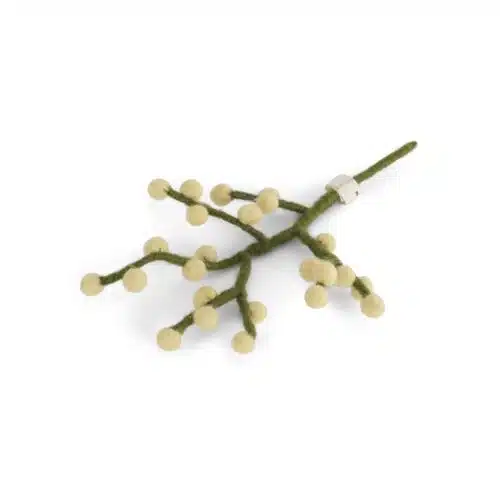 Vilten mini takje met zachtgele besjes